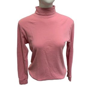 Vintage bright bubble gum pink long sleeve turtle neck top 100% cotton body